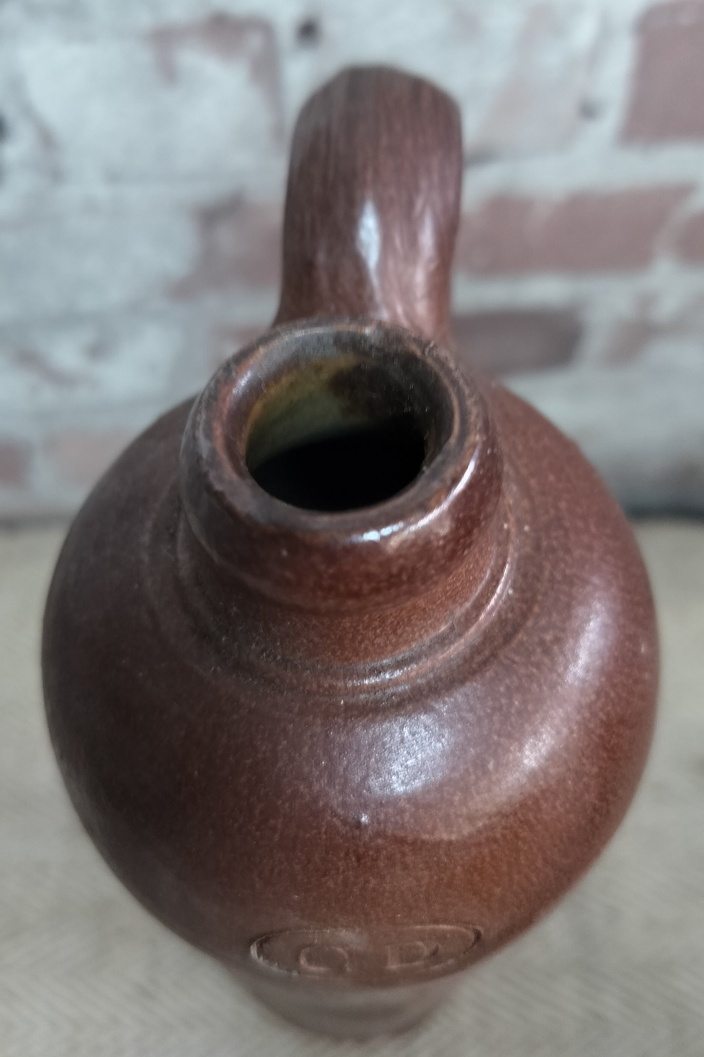 Antique French Tall Glazed Stoneware Bottle - The Little Brocante Shop