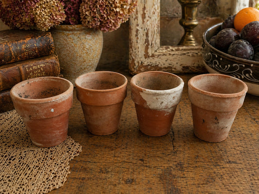 Set of Vintage Rustic Small Terracotta Plant Pots