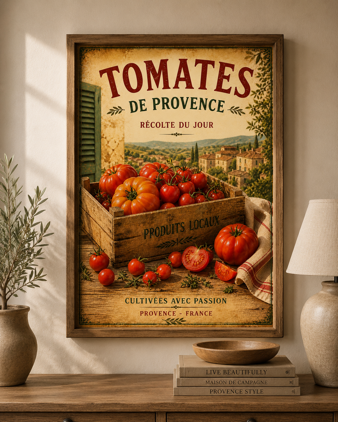 French Market Framed Print of Provence Tomatoes – A3 size