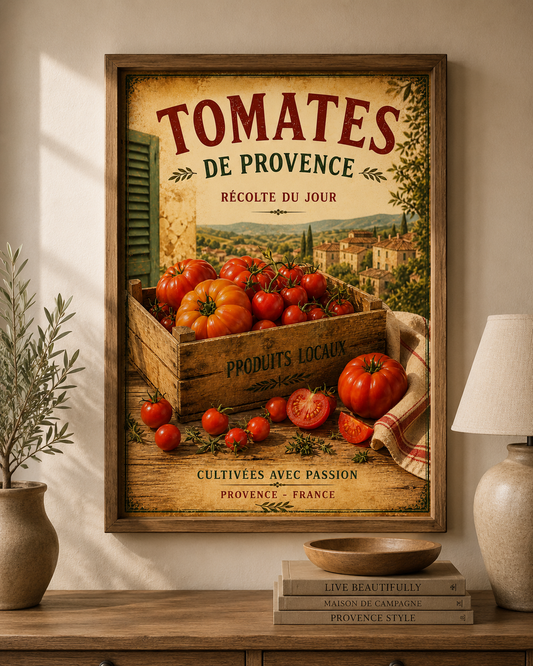 French Market Framed Print of Provence Tomatoes – A3 size - The Little Brocante Shop
