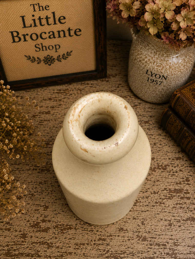 Antique White Stoneware Apothecary Bottle