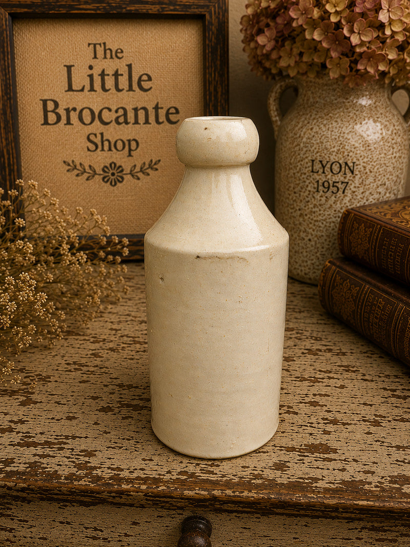 Antique White Stoneware Apothecary Bottle
