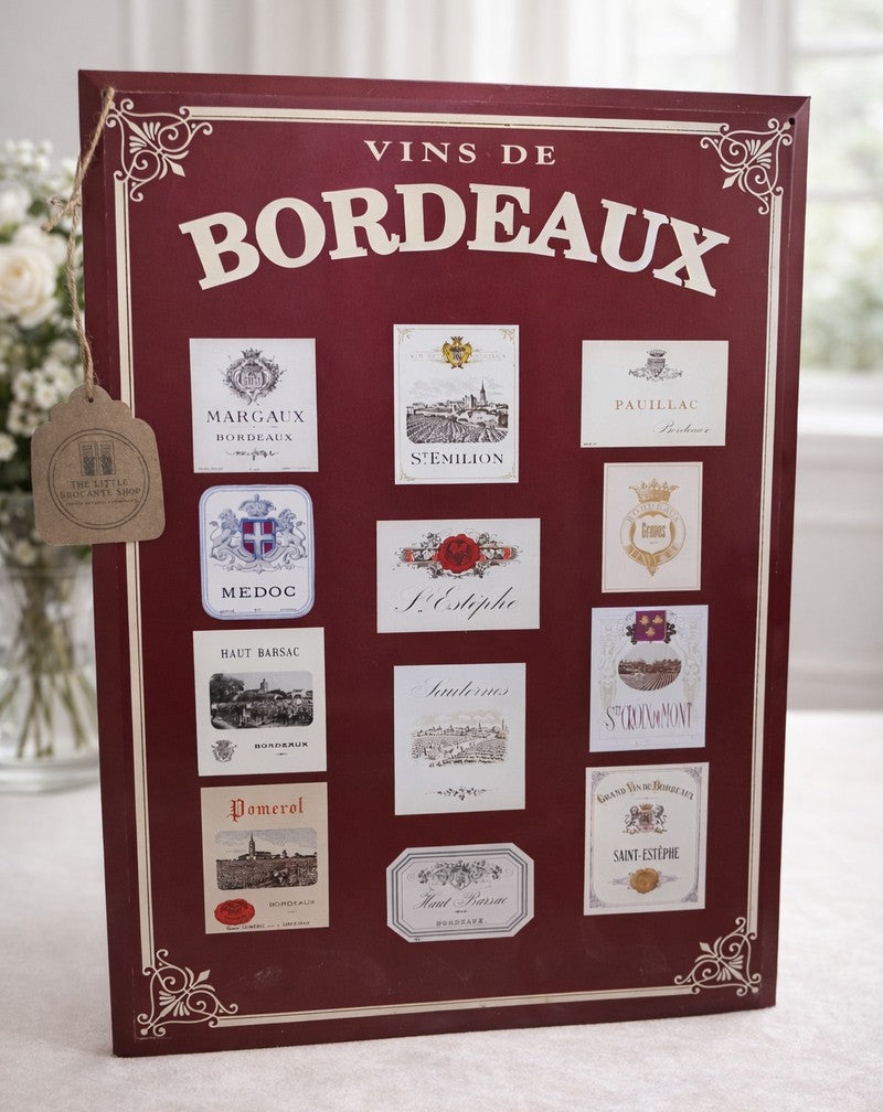 Vintage French Vins de Bordeaux Metal Sign