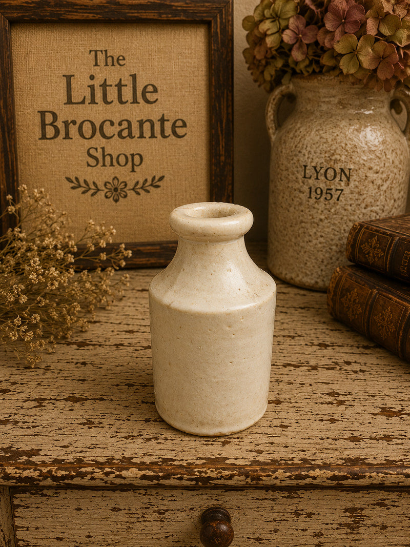 Antique Victorian White Stoneware Ink Bottle