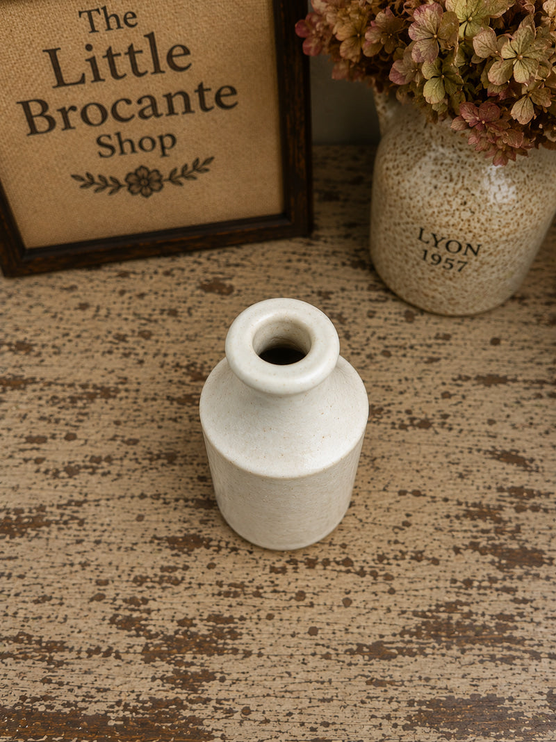 Antique Victorian White Stoneware Ink Bottle