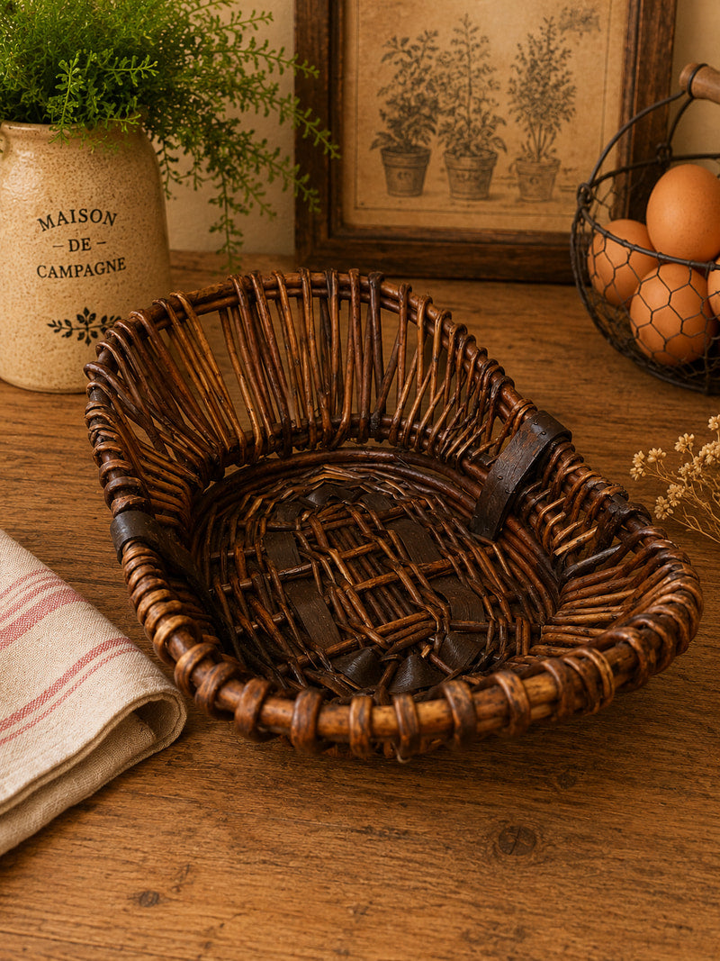 Vintage Handwoven Willow Bread Basket