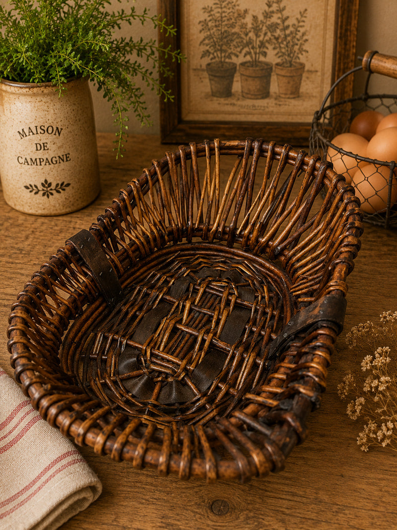 Vintage Handwoven Willow Bread Basket
