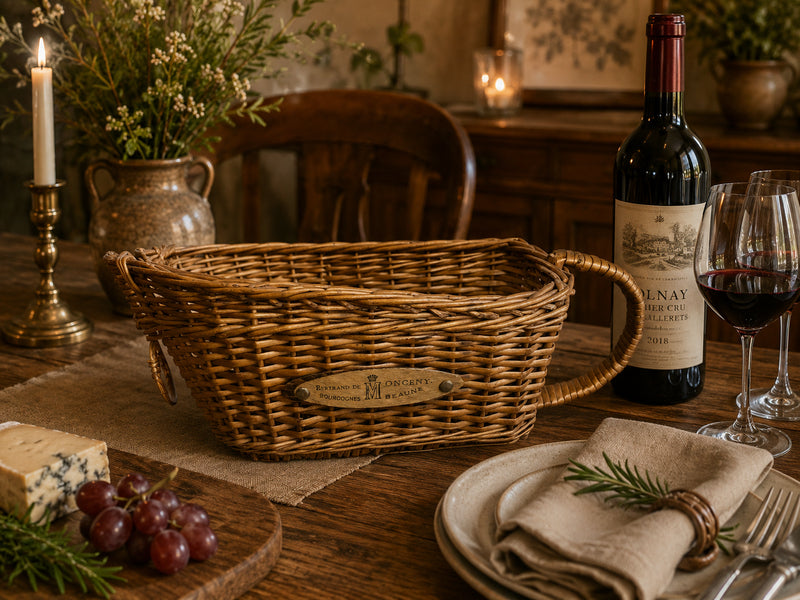 Vintage French Wine Merchant Wicker Basket