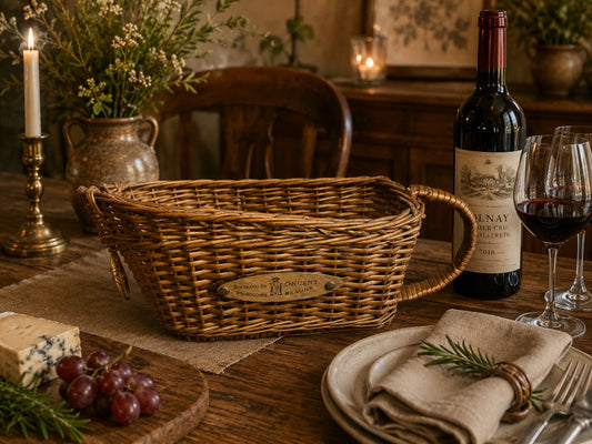 Vintage French Wine Merchant Wicker Basket