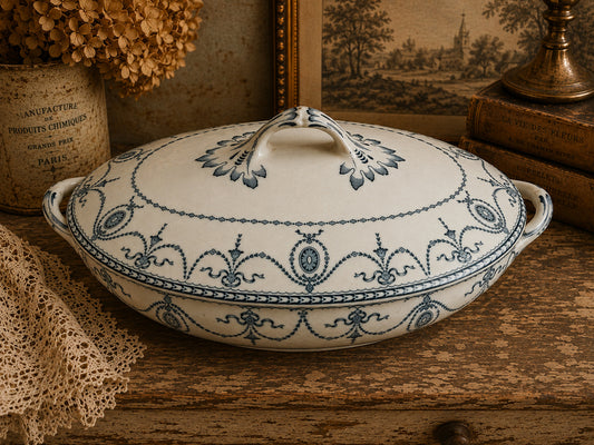 Antique Wood & Sons English Tureen – Blue and White Transferware