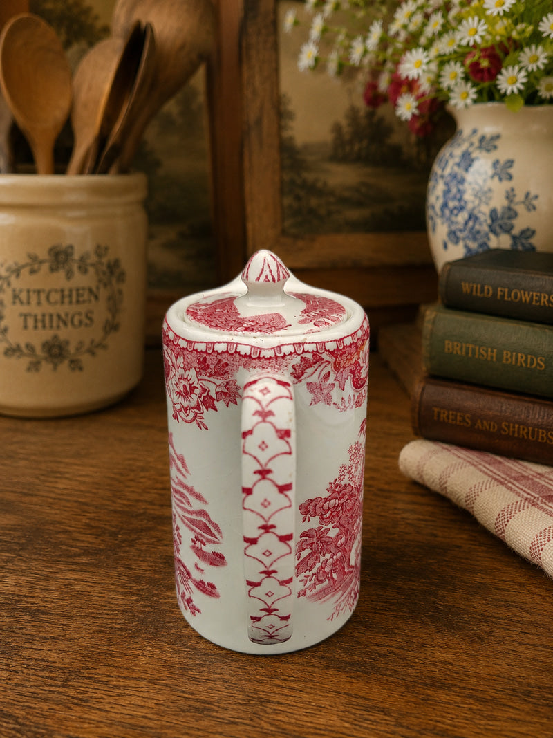 Vintage Woods Burslem "Ralph 1750" Hot Milk/Hot Water Pot | Red Transferware | Staffordshire Pottery | Made in England