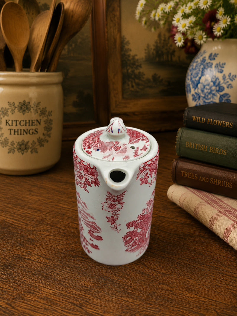 Vintage Woods Burslem "Ralph 1750" Hot Milk/Hot Water Pot | Red Transferware | Staffordshire Pottery | Made in England