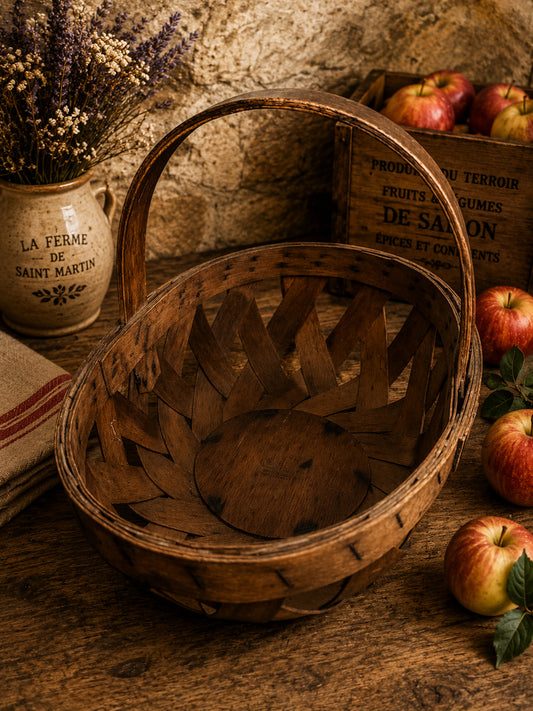 Vintage Handwoven Gathering Basket