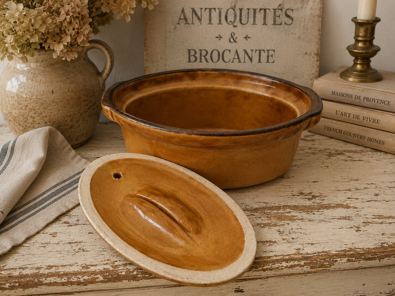 Vintage Yellow French Terrine Dish - The Little Brocante Shop