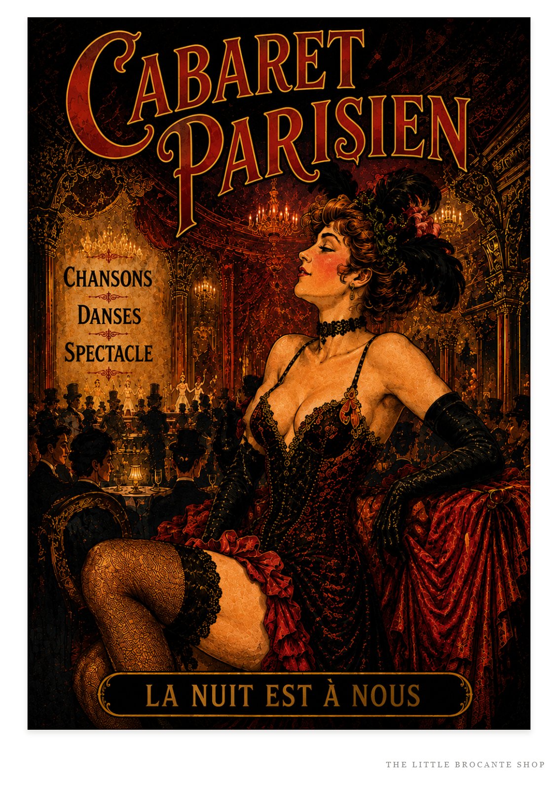 Cabaret Parisien Print in Bell Epoque Style  Unframed Art Print
