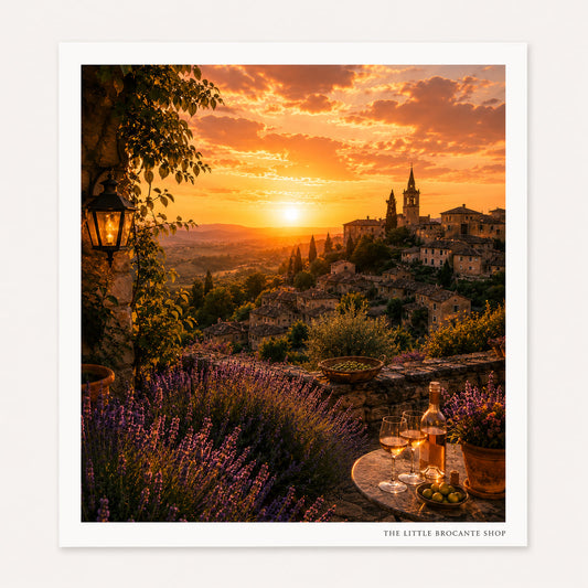 Coucher de Soleil en Provence Wooden Framed Print | French Provence Sunset Wall Art | Provence Landscape | A5, A4, A3, A2 & A1