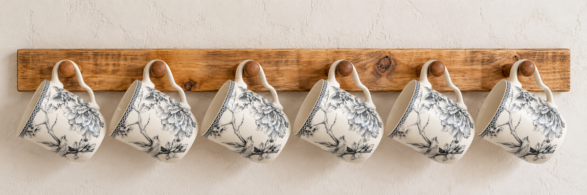 Handmade Rustic Wooden Mug Rack – 4 or 6 Peg Wall Mounted Cup & Towel Holder