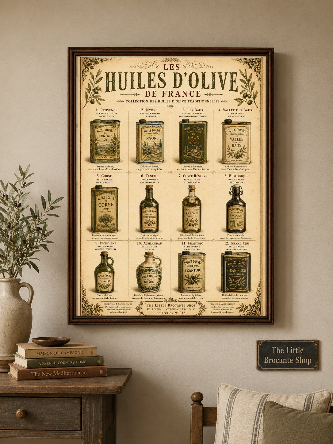 Les Huiles d'Olive de France | Vintage French Olive Oil Collection | French Country Kitchen Wall Art, French country wall artwork. – image 10