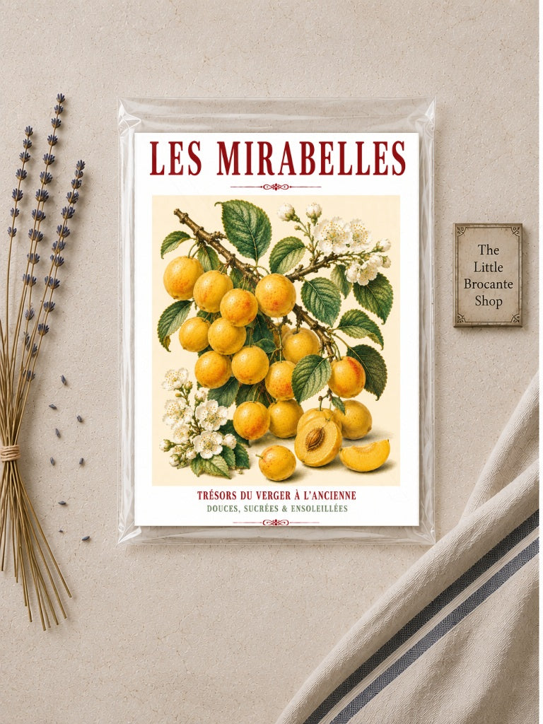 Illustrated French Mirabelle Plum Print | French Kitchen Wall Art, Illustrated French, Botanical, French Country, Fruit Illustration, Orchard Art, French Kitchen, Country Kitchen, French Provincial, Botanical Wall Art wall artwork.