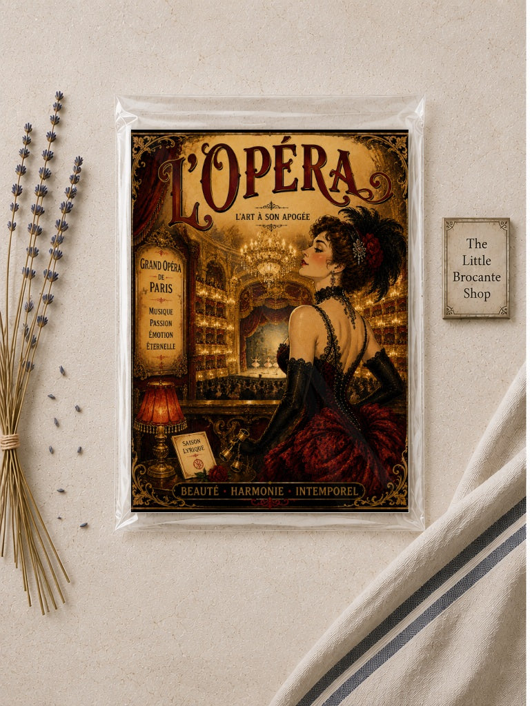 L’Opéra – Vintage-Inspired Paris Opera Print | Belle Époque French Theatre Wall Art, Belle Époque, Parisian, French Vintage, Art Nouveau, Maximalist, Eclectic, Romantic, Brocante, Old World Luxury, Dark Academia, Traditional European, Theatrical Interiors wall artwork.