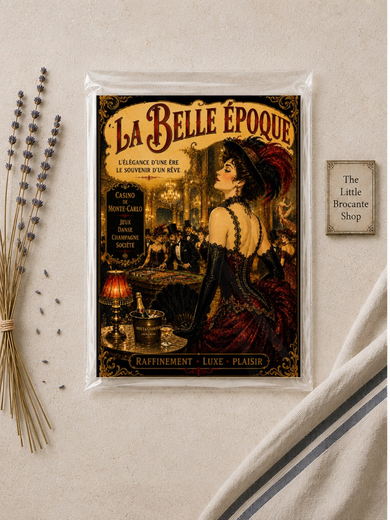 La Belle Époque Monte-Carlo Casino Print, Belle Époque, French Riviera, Parisian, Art Nouveau, French Vintage, Maximalist, Eclectic, Brocante, Old World Luxury, Romantic, Dark Academia, Traditional European wall artwork.