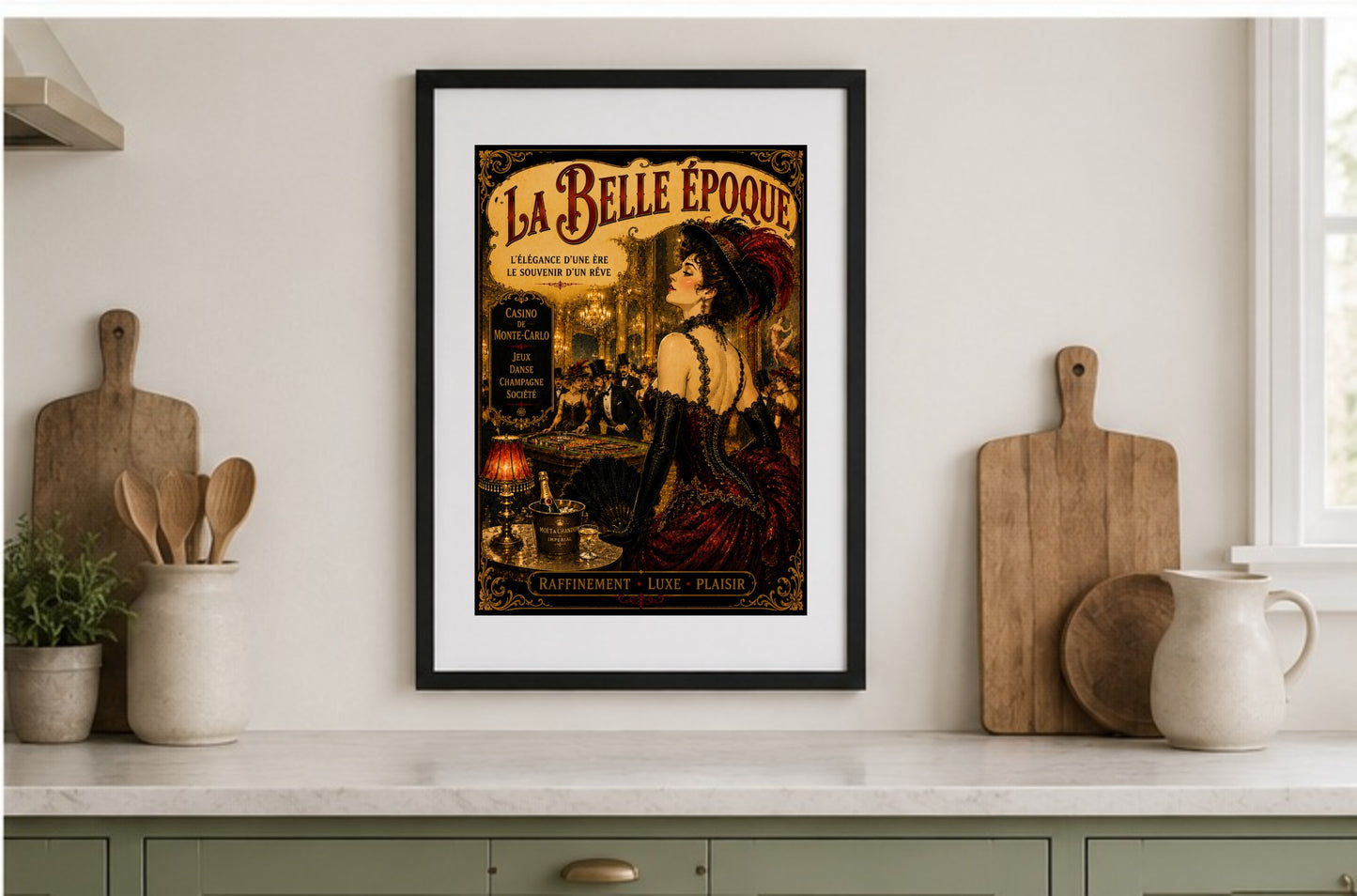 La Belle Époque Monte-Carlo Casino Print, Belle Époque, French Riviera, Parisian, Art Nouveau, French Vintage, Maximalist, Eclectic, Brocante, Old World Luxury, Romantic, Dark Academia, Traditional European wall artwork.