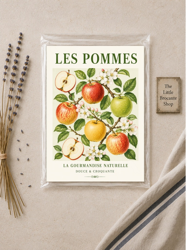 French Apples Illustrated Print - Les Pommes | French Kitchen Wall Art  Unframed Art Print