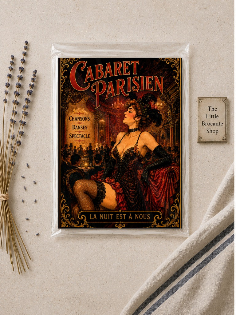 Cabaret Parisien Print in Bell Epoque Style, French country wall artwork.