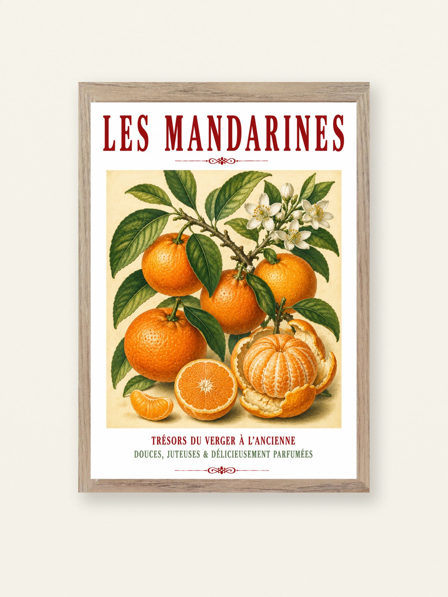 Illustrated French Mandarin Print | French Kitchen Wall Art, Illustrated French, Botanical, French Country, Mediterranean, Citrus Illustration, French Kitchen, Country Kitchen, Cottage Style, Botanical Wall Art wall artwork.