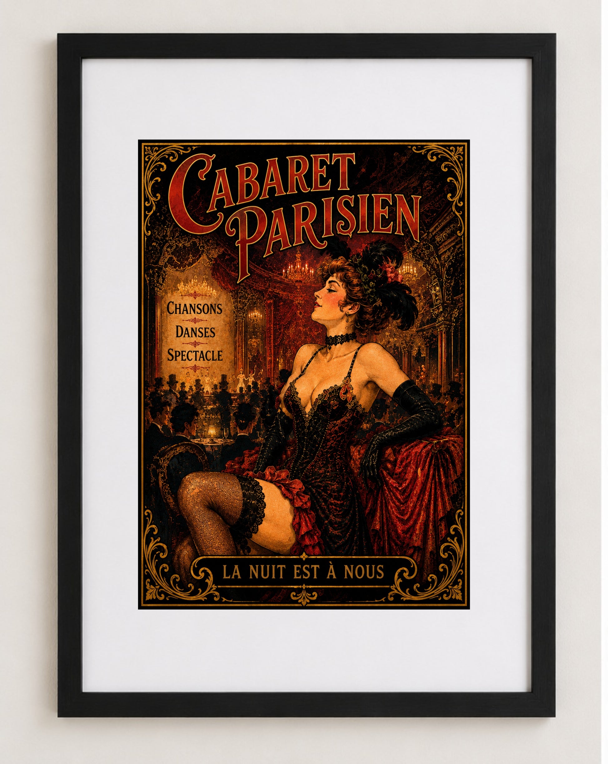 Cabaret Parisien Print in Bell Epoque Style, French country wall artwork.