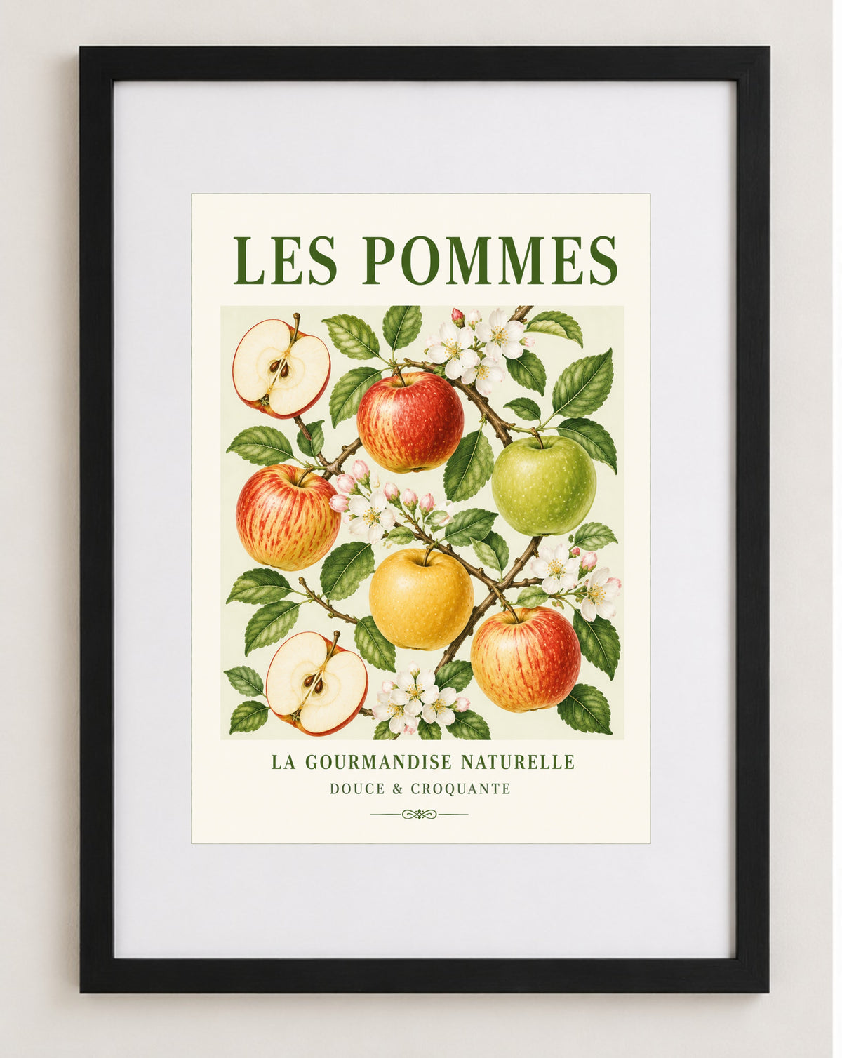 French Apples Illustrated Print - Les Pommes | French Kitchen Wall Art  Unframed Art Print