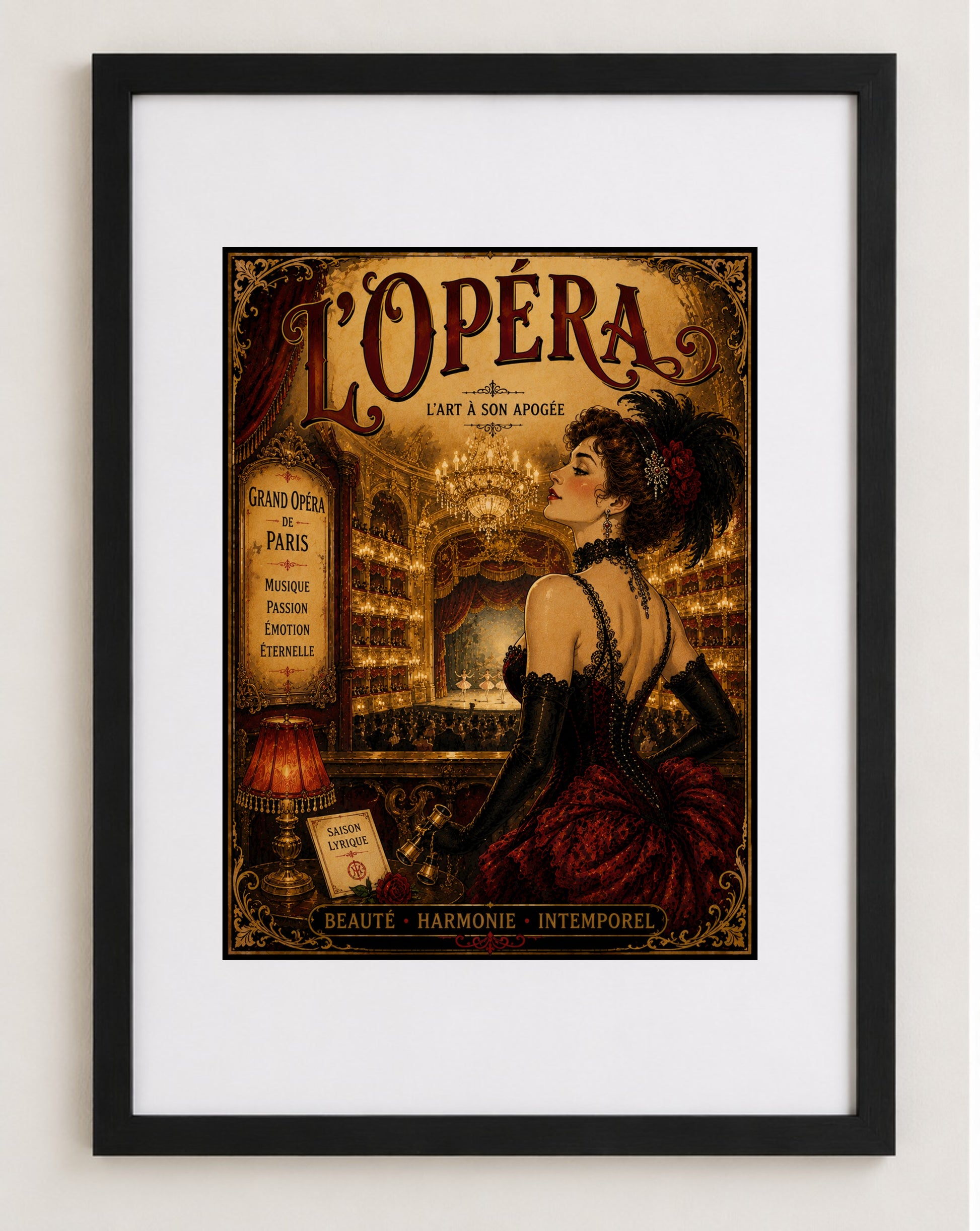 L’Opéra – Vintage-Inspired Paris Opera Print | Belle Époque French Theatre Wall Art, Belle Époque, Parisian, French Vintage, Art Nouveau, Maximalist, Eclectic, Romantic, Brocante, Old World Luxury, Dark Academia, Traditional European, Theatrical Interiors wall artwork.