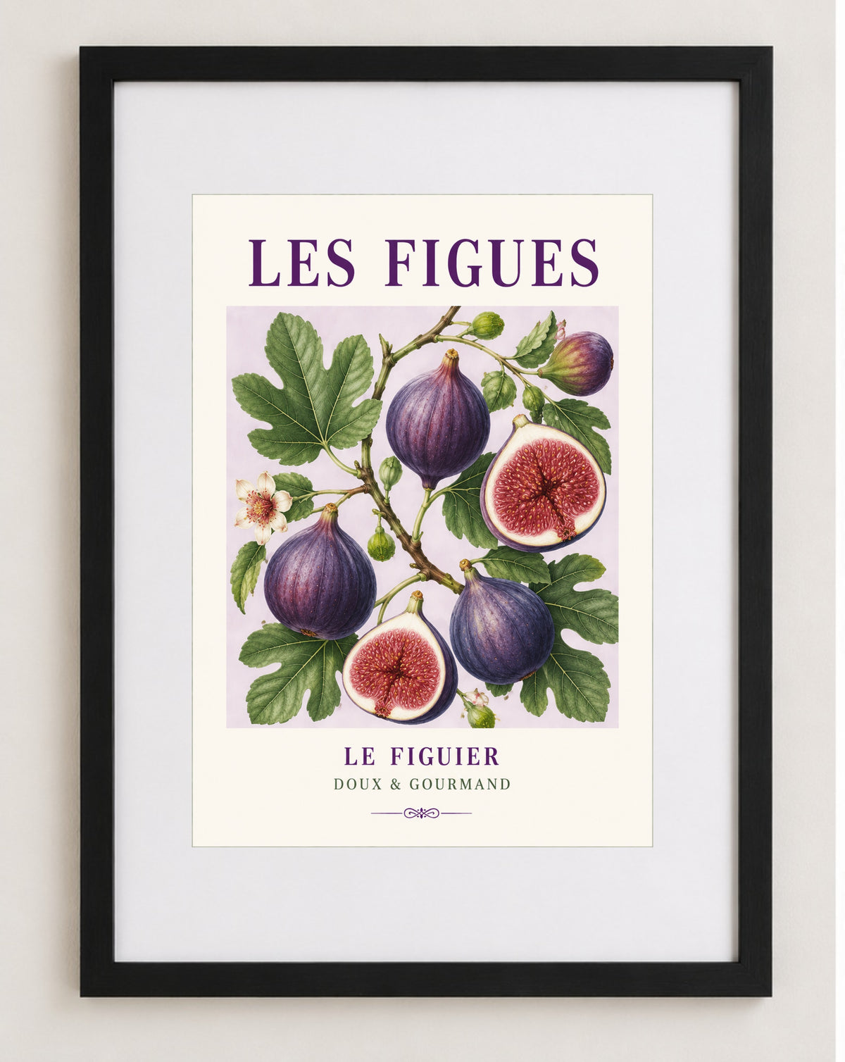 Les Figues – Illustrated French Fig Print | French Kitchen Wall Art, Illustrated French, Botanical, French Country, Mediterranean, Provençal, Fruit Illustration, Country Kitchen, Cottage Style wall artwork.