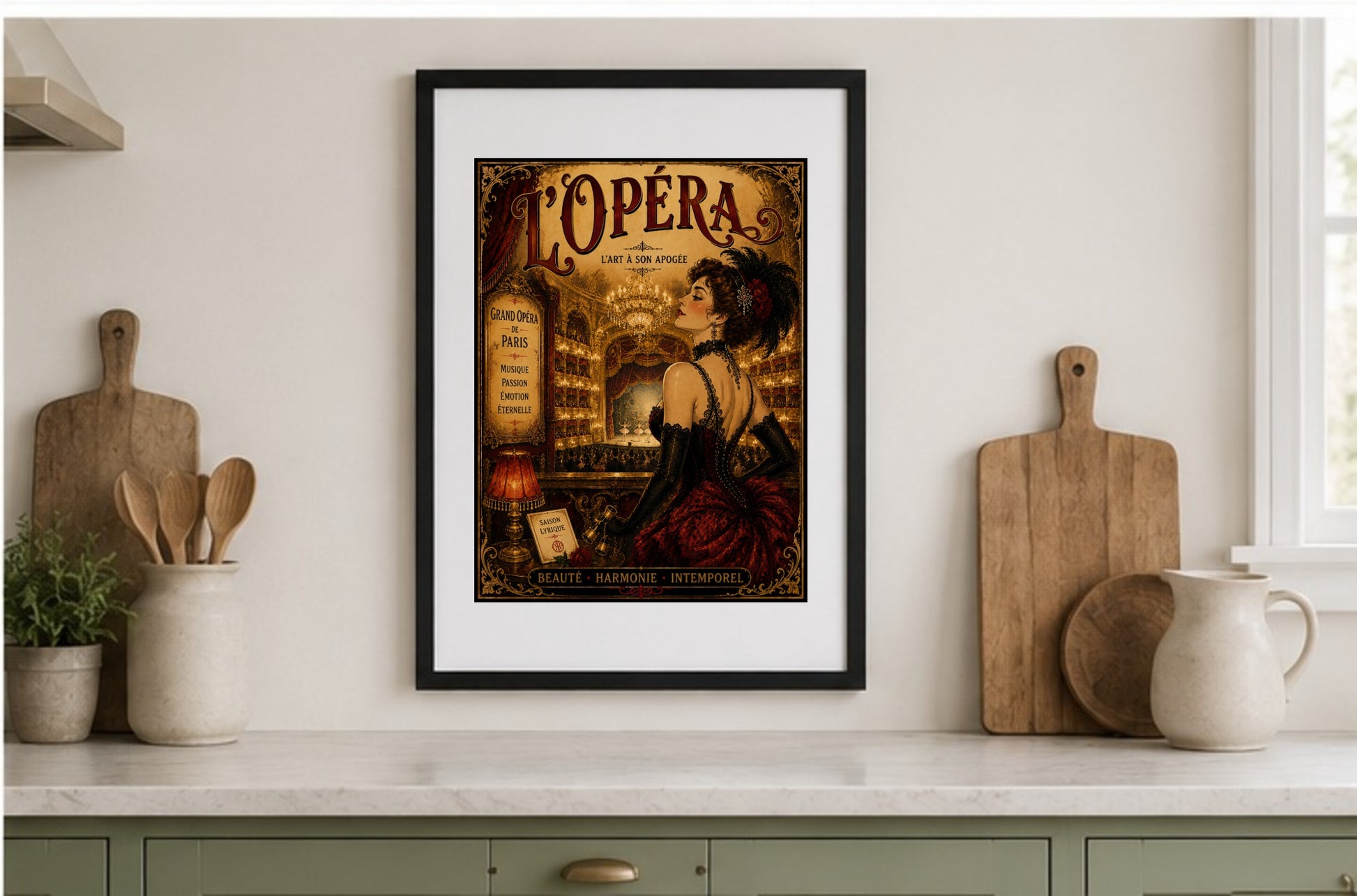 L’Opéra – Vintage-Inspired Paris Opera Print | Belle Époque French Theatre Wall Art, Belle Époque, Parisian, French Vintage, Art Nouveau, Maximalist, Eclectic, Romantic, Brocante, Old World Luxury, Dark Academia, Traditional European, Theatrical Interiors wall artwork.