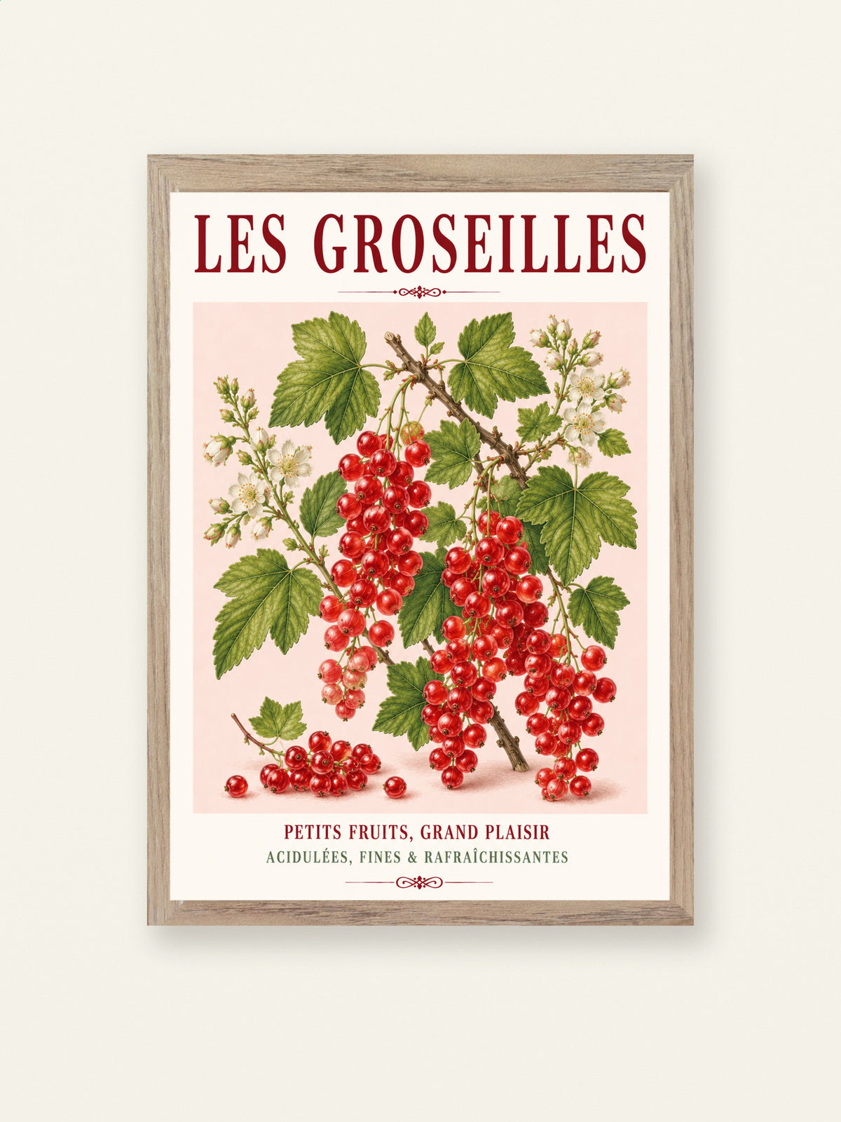 Illustrated French Redcurrant Print | French Kitchen Wall Art, Illustrated French, Botanical, French Country, Berry Illustration, Fruit Illustration, Country Kitchen, French Countryside, Cottage Style, Botanical Wall Art wall artwork.