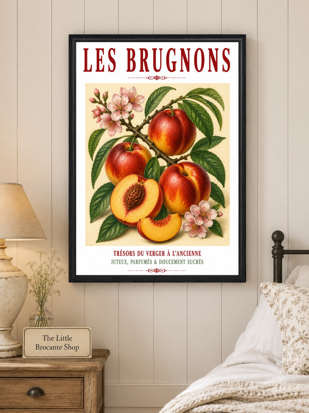 Illustrated French Nectarine Print | French Kitchen Wall Art, Illustrated French, Botanical, French Country, Orchard Style, Traditional Botanical Illustration, French Kitchen, Country Kitchen, Cottage Style, Pomological Art wall artwork.