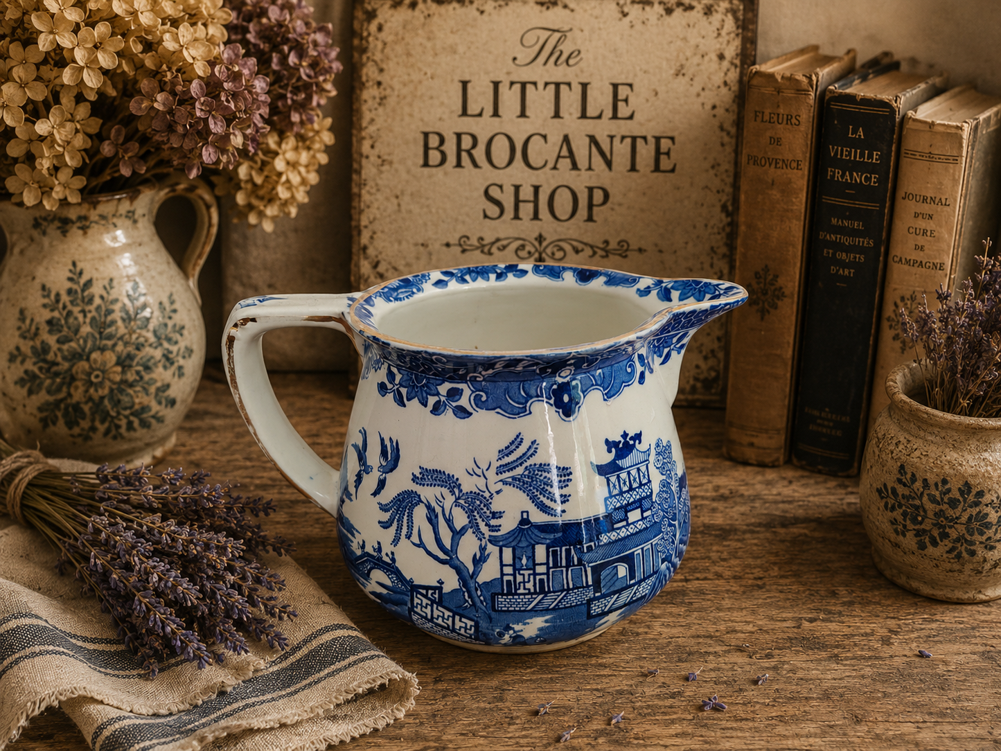 Vintage Burleigh Blue Willow Milk Jug | English Transferware Cream Pitcher | Staffordshire Pottery photograph 1
