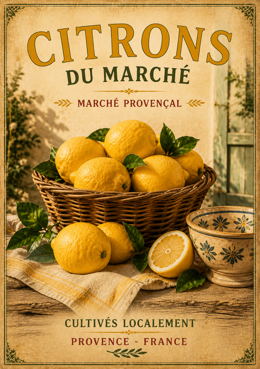 Citrons du Marché – Vintage French Lemon Market, French Country
Provence
Rustic Farmhouse
Brocante
Cottagecore
Mediterranean
Country Kitchen
Rustic Chic
Vintage European
Traditional
French Provincial
Shabby Chic
Old World
Continental wall artwork.
