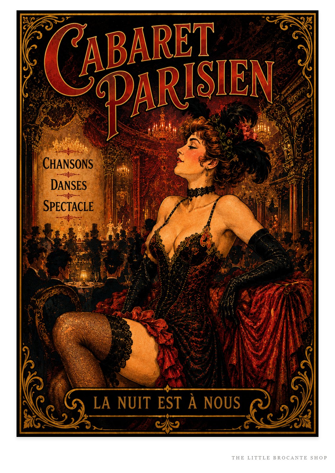 Cabaret Parisien Print in Bell Epoque Style, French country wall artwork.