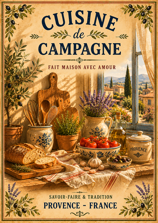 Cuisine de Campagne – Vintage French Country Kitchen, French Country
Provence
Rustic Farmhouse
Brocante
Cottagecore
Mediterranean
Country Kitchen
Rustic Chic
Vintage European
Traditional
French Provincial
Shabby Chic
Old World
Continental wall artwork.