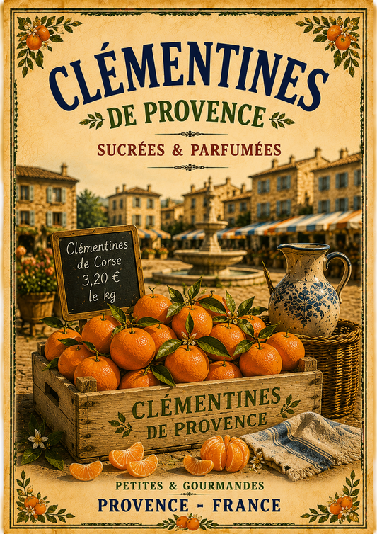 Clémentines de Provence – Vintage French Clementine Market, French Country
Provence
Rustic Farmhouse
Brocante
Cottagecore
Mediterranean
Country Kitchen
Rustic Chic
Vintage European
Traditional
French Provincial
Shabby Chic
Old World
Continental wall artwork.