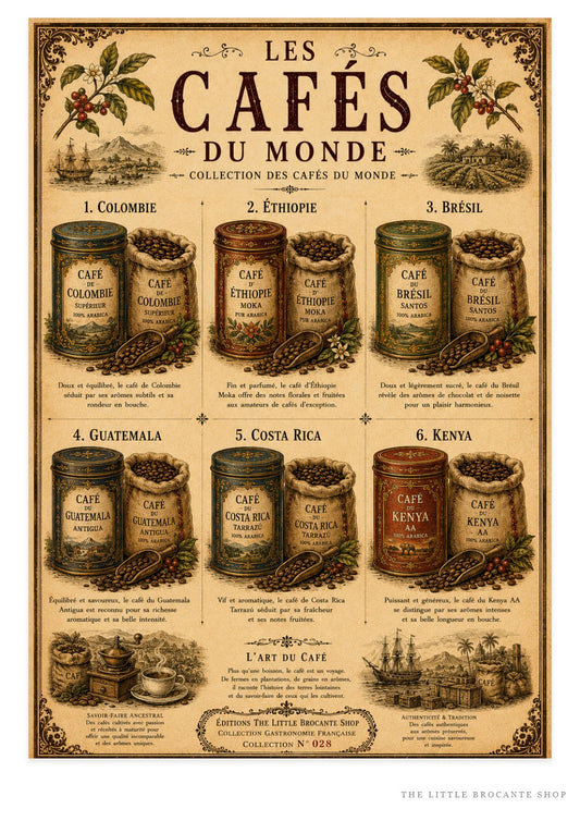 Les Cafés du Monde Vintage Coffee Print | French Coffee Wall Art | Coffee Lover Kitchen Poster, French country wall artwork. – image 1