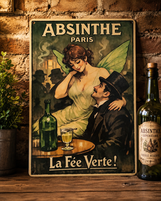 Absinthe La Fée Verte Wooden Sign | Vintage-Style French Bar & Kitchen Wall Decor photograph 1