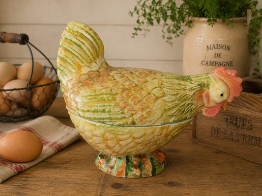 Vintage Ceramic Hen Egg Holder – Hand‑painted, Lidded Dish photograph 1