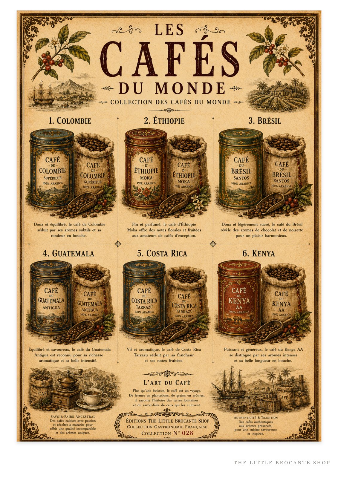 Les Cafés du Monde Vintage Coffee Print | French Coffee Wall Art | Coffee Lover Kitchen Poster, French country wall artwork. – image 1