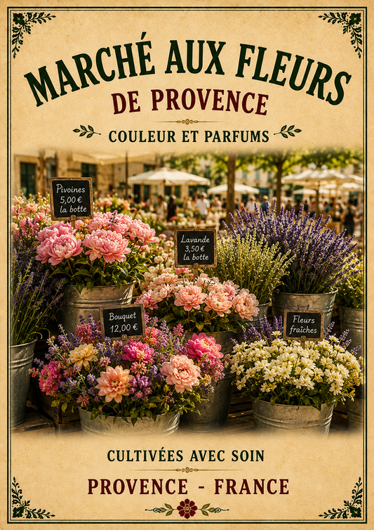 Marché aux Fleurs de Provence – Vintage French Flower Market, French Country
Provence
Rustic Farmhouse
Brocante
Cottagecore
French Provincial
Mediterranean
Country Cottage
Rustic Chic
Vintage European
Traditional
Shabby Chic
Old World
Botanical Style wall artwork.