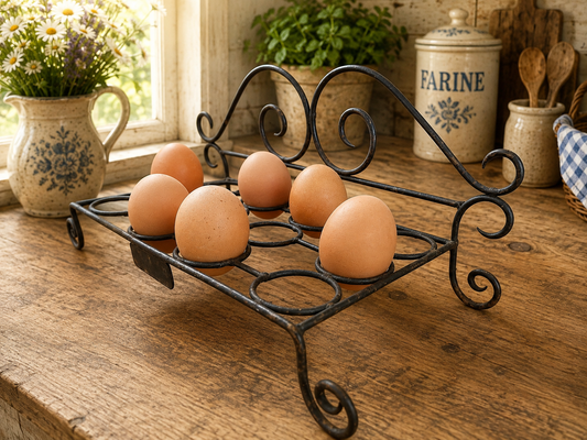 Rustic Wrought Iron 12 Egg Holder photograph 1