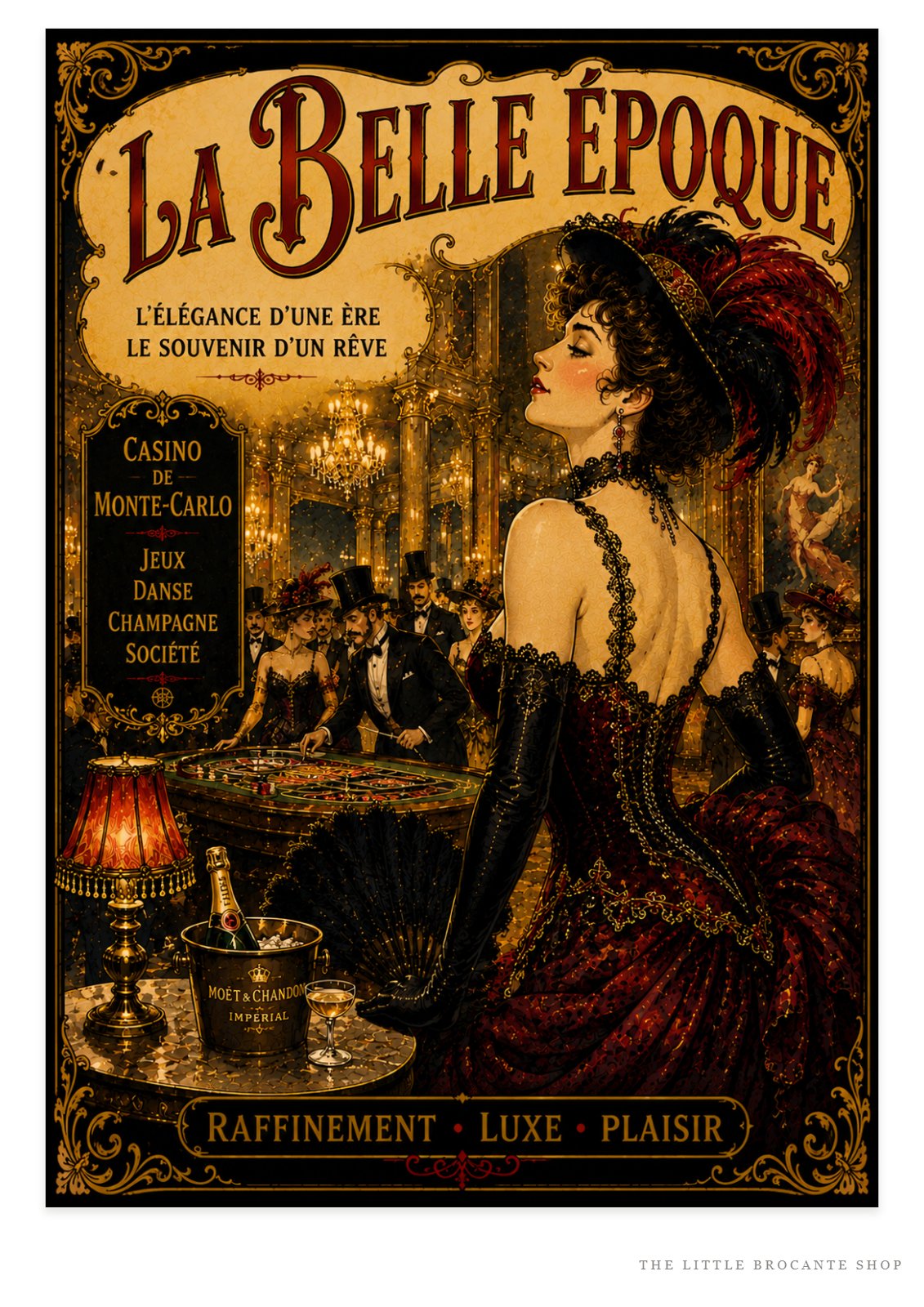La Belle Époque Monte-Carlo Casino Print, Belle Époque, French Riviera, Parisian, Art Nouveau, French Vintage, Maximalist, Eclectic, Brocante, Old World Luxury, Romantic, Dark Academia, Traditional European wall artwork.