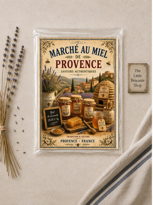 Marché au Miel de Provence – Vintage French Honey Market, French Country
Provence
Rustic Farmhouse
Brocante
Cottagecore
Mediterranean
Country Kitchen
Rustic Chic
Vintage European
Traditional
French Provincial
Old World
Continental
Nature Inspired wall artwork.