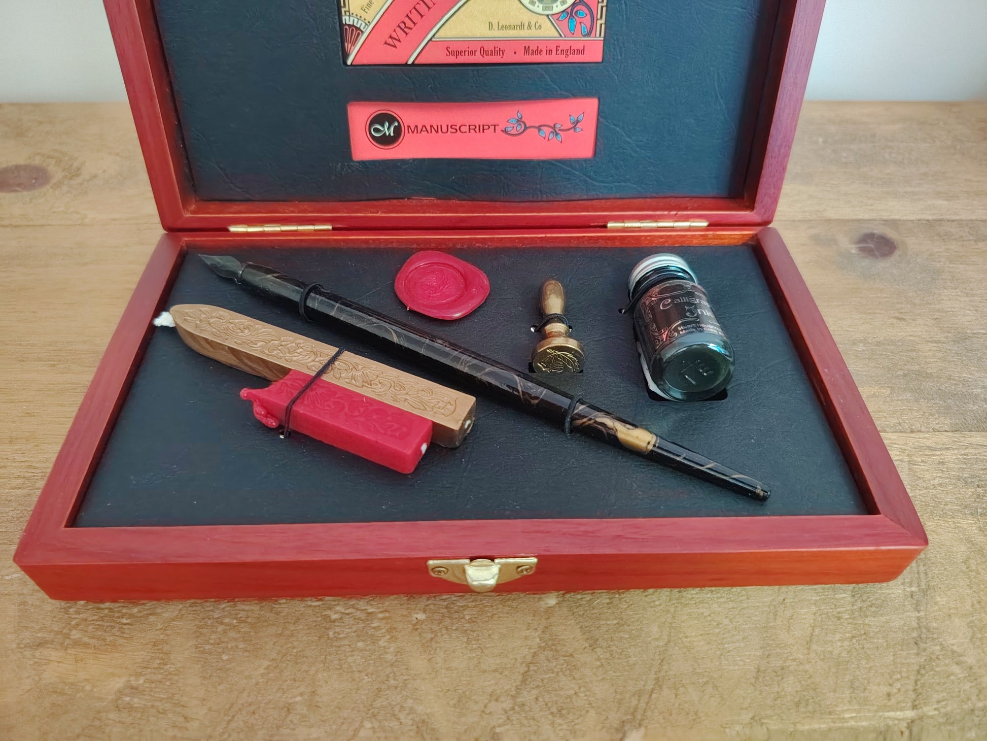 Vintage Manuscript Writing & Wax Seal Set | Boxed Calligraphy Dip Pen & Sealing Kit photograph 2